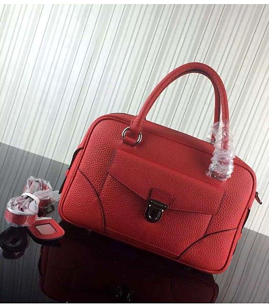 Prada Litchi Veins Cow Leather Tote Bags 1B006 Red