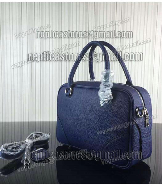 Prada Litchi Veins Cow Leather Tote Bags 1B006 Sapphire Blue-2