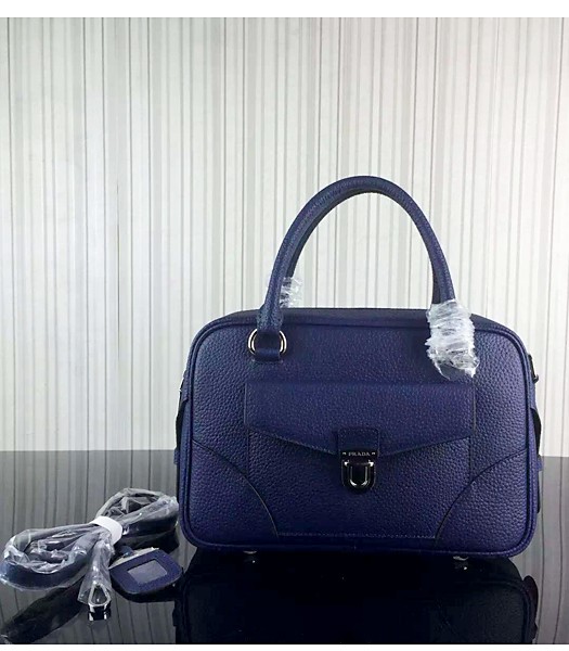 Prada Litchi Veins Cow Leather Tote Bags 1B006 Sapphire Blue