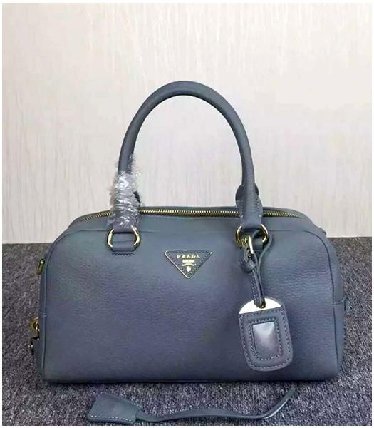 Prada Litchi Veins Leather Tote Bag BN3918 In Grey