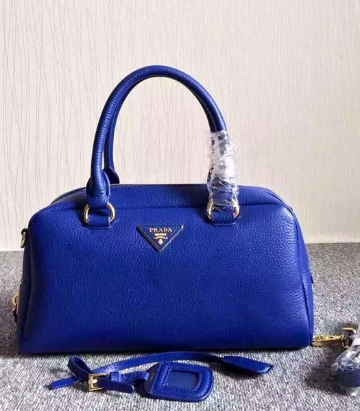 Prada Litchi Veins Leather Tote Bag BN3918 In Sapphire Blue