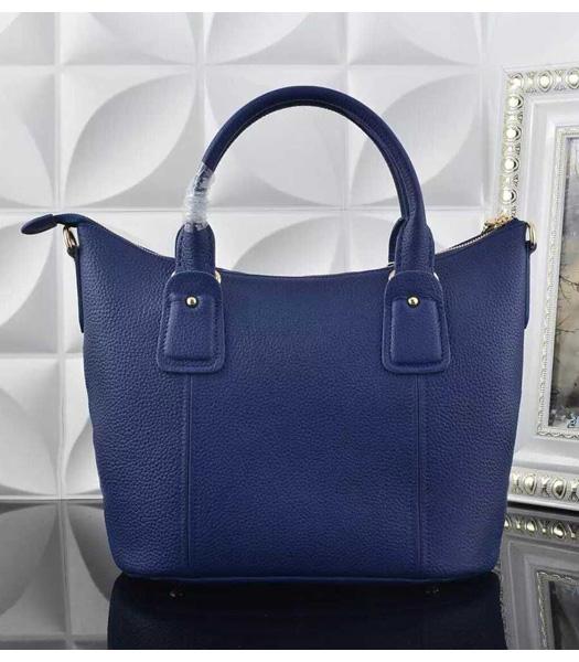 Prada Litchi Veins Tote Bag 0126 With Sapphire Blue Leather