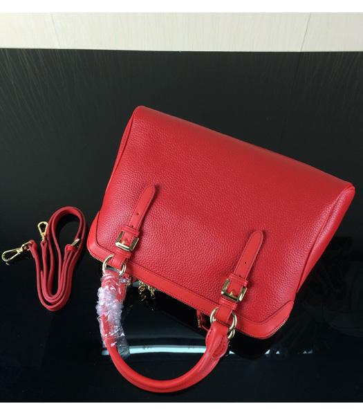 Prada Litchi Veins Tote Bag BN0199 With Red Leather