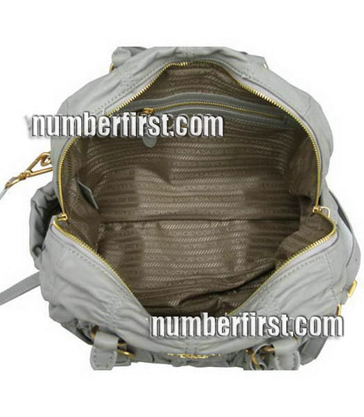 Prada Nappa Gaufre Convertible Handbag Grey-4