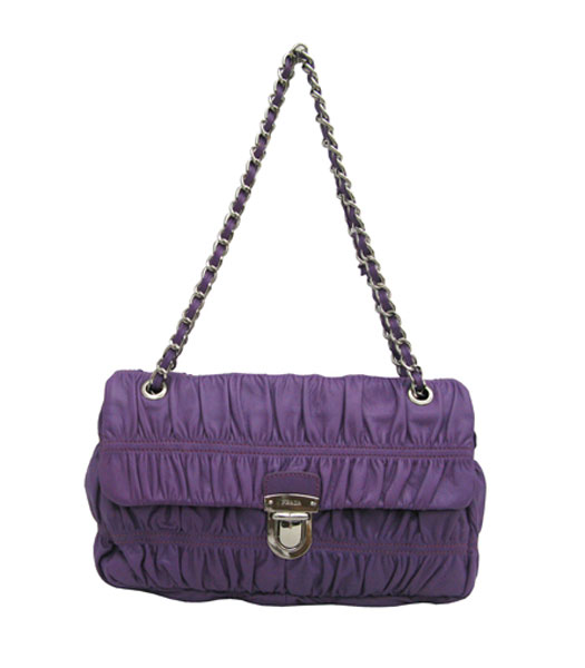 Prada Nappa Gaufre Shoulder Bag Purple