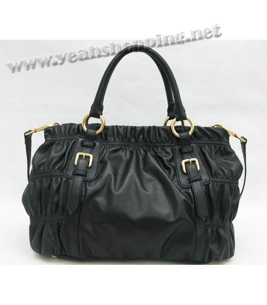 Prada Nappa Leather Gauffre Tote Bag Black-1