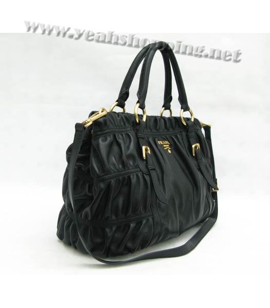Prada Nappa Leather Gauffre Tote Bag Black-2