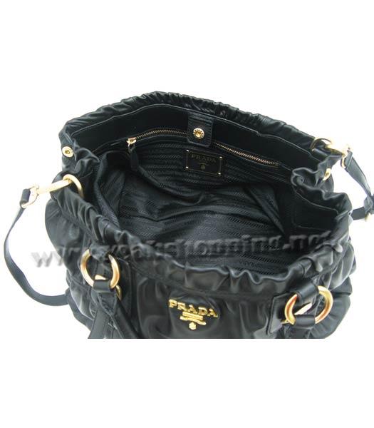 Prada Nappa Leather Gauffre Tote Bag Black-4