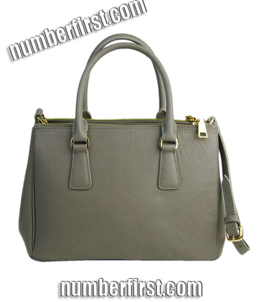 Prada New Small Saffiano Grey Calfskin Leather Business Tote Handbag-1