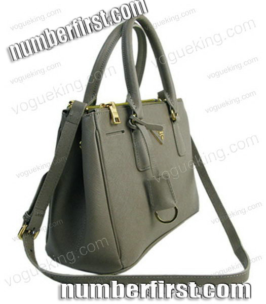 Prada New Small Saffiano Grey Calfskin Leather Business Tote Handbag-2