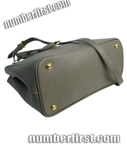 Prada New Small Saffiano Grey Calfskin Leather Business Tote Handbag-4