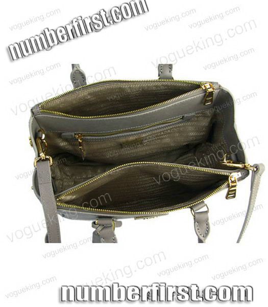 Prada New Small Saffiano Grey Calfskin Leather Business Tote Handbag-5