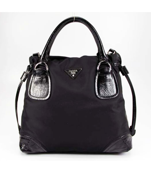 Prada Nylon Bag with Leather Trim Black