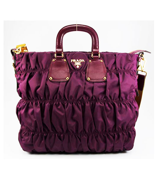 Prada Nylon Gaufre Tote Bag Purple