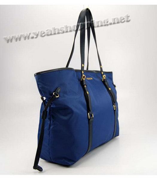 Prada Nylon Handbag with Leather Trim Blue-1