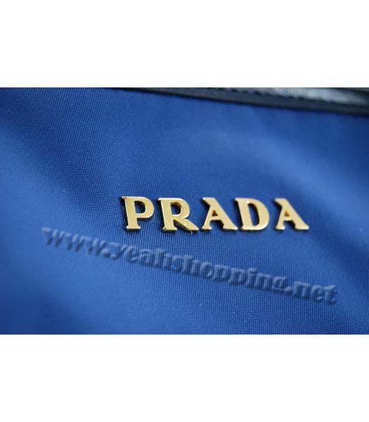 Prada Nylon Handbag with Leather Trim Blue-4