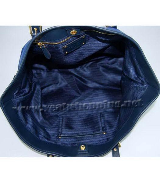 Prada Nylon Handbag with Leather Trim Blue-6