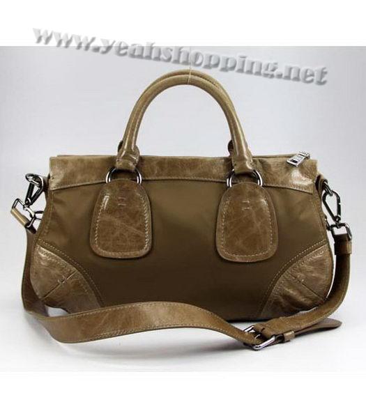 Prada Nylon Tote Bag with Apricot Leather Trim-2
