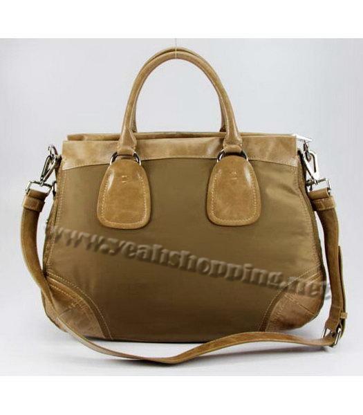 Prada Nylon Tote Bag with Apricot Leather Trim-2
