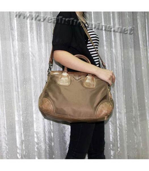 Prada Nylon Tote Bag with Apricot Leather Trim-7