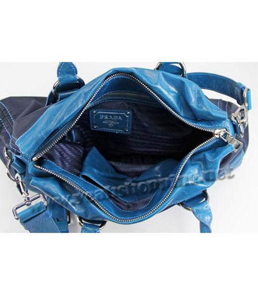 Prada Nylon Tote Bag with Blue Leather Trim-4