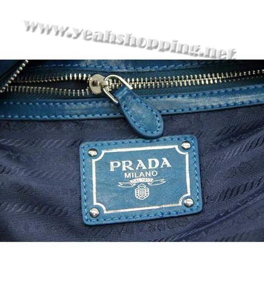 Prada Nylon Tote Bag with Blue Leather Trim-5