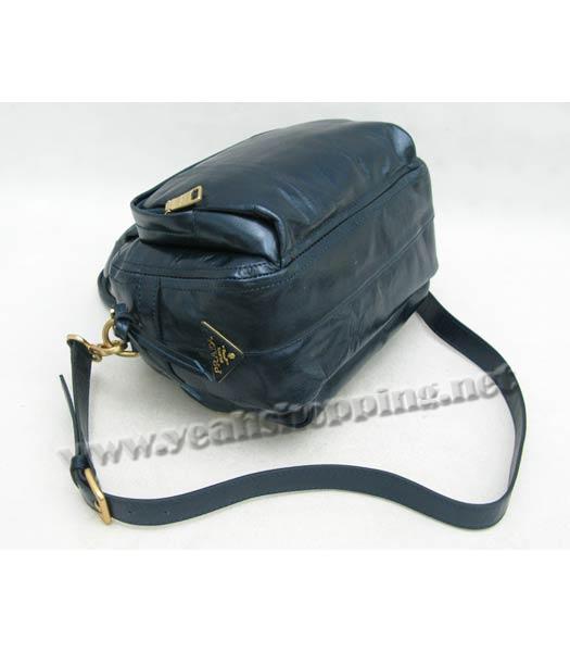Prada Oil Wax Leather Message Tote Bag Blue-3