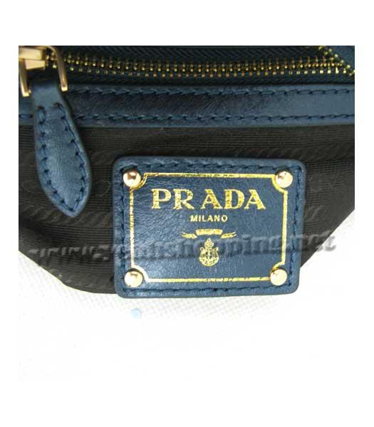 Prada Oil Wax Leather Message Tote Bag Blue-7