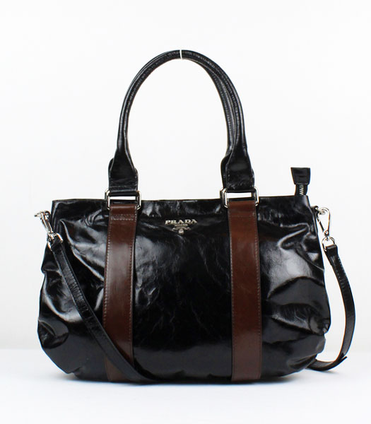 Prada Oil Wax Leather Tote Bag Black