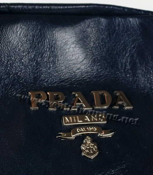 Prada Oil Wax Leather Tote Bag Blue-6