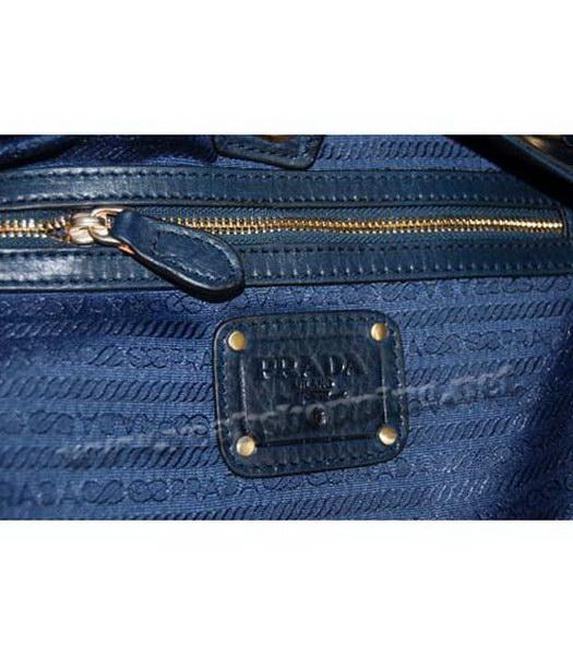 Prada Oil Wax Milled Pocket Hobo Handbag Blue-6