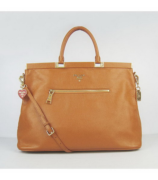 Prada Orange Leather Tote Bag