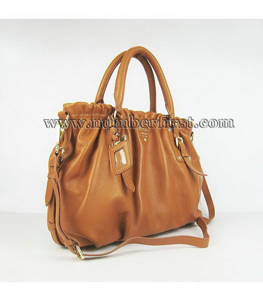 Prada Orange Leather Tote Shoulder Bag-1