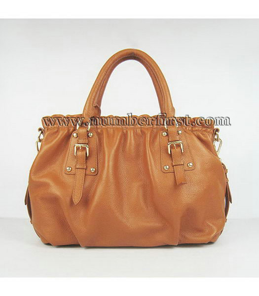 Prada Orange Leather Tote Shoulder Bag-2