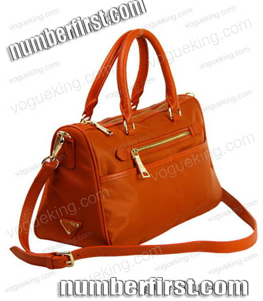Prada Orange Nylon With Imported Leather Tote Handbag-2