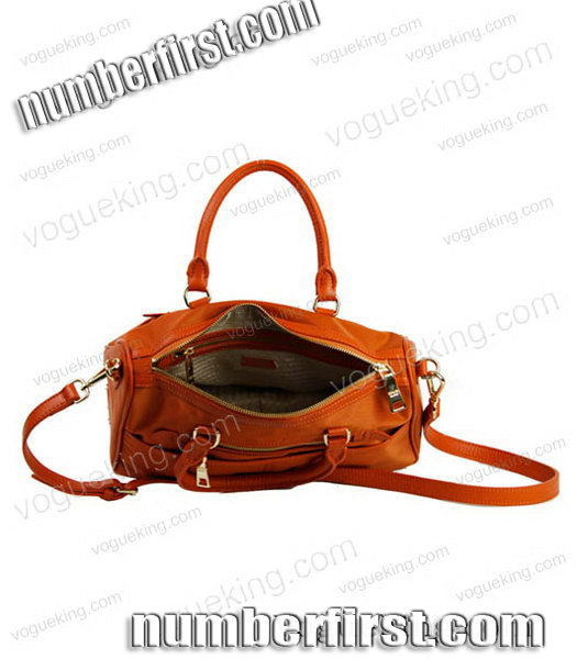 Prada Orange Nylon With Imported Leather Tote Handbag-4