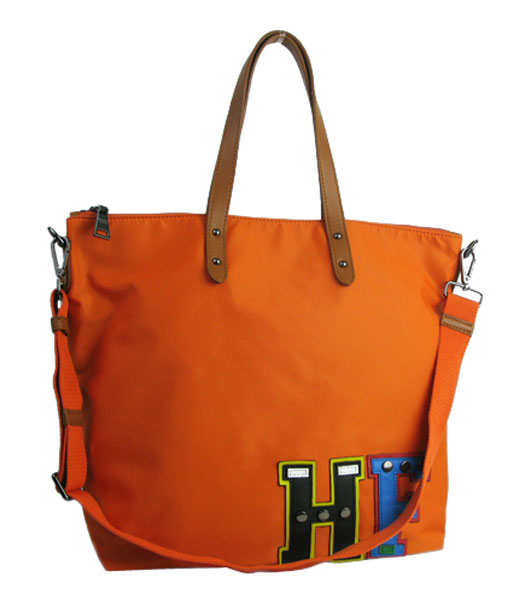 Prada Orange Waterproof With Light Coffee Leather Tote Bag