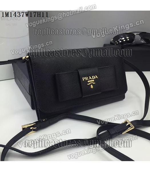 Prada Original Black Leather Bowknot Small Shoulder Bag-1