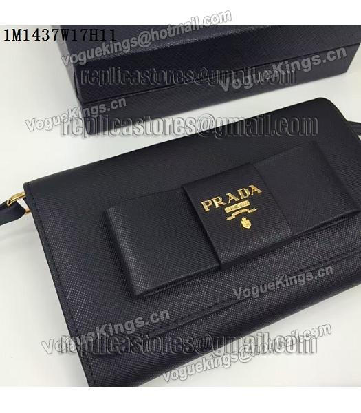 Prada Original Black Leather Bowknot Small Shoulder Bag-6