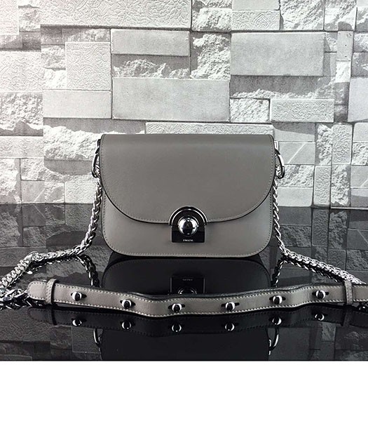 Prada Original Leather Arcade Crossbody Bag 1BD030 Dark Grey