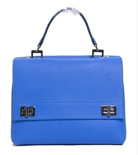 Prada Original Leather Small Tote Bags Electric Blue