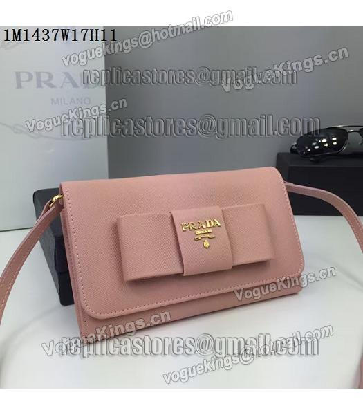 Prada Original Nude Pink Leather Bowknot Small Shoulder Bag-1