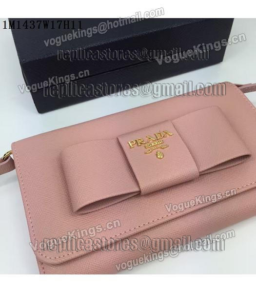 Prada Original Nude Pink Leather Bowknot Small Shoulder Bag-6