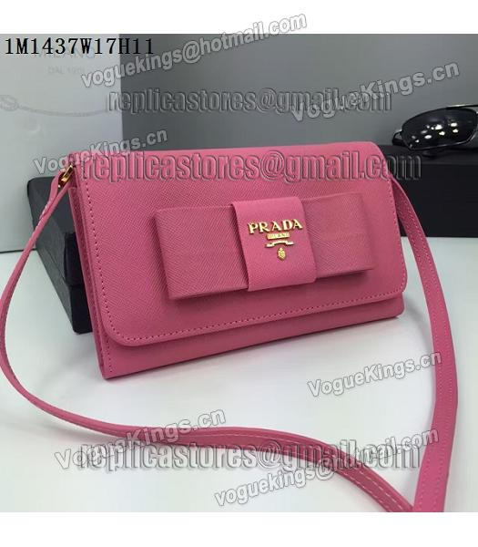 Prada Original Pink Leather Bowknot Small Shoulder Bag-1