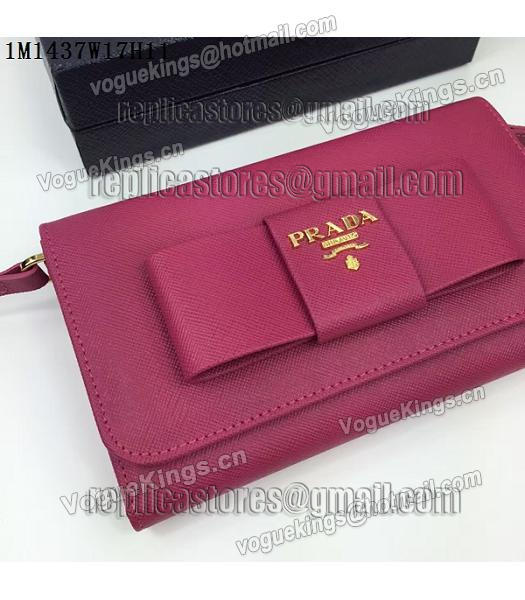 Prada Original Rose Red Leather Bowknot Small Shoulder Bag-6
