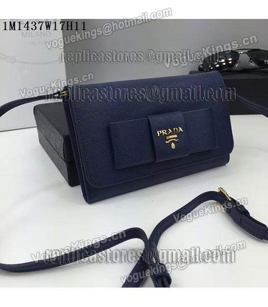 Prada Original Sapphire Blue Leather Bowknot Small Shoulder Bag-1