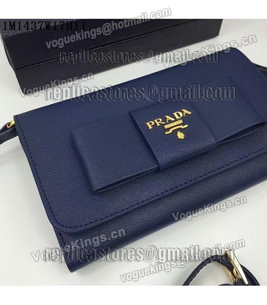 Prada Original Sapphire Blue Leather Bowknot Small Shoulder Bag-6