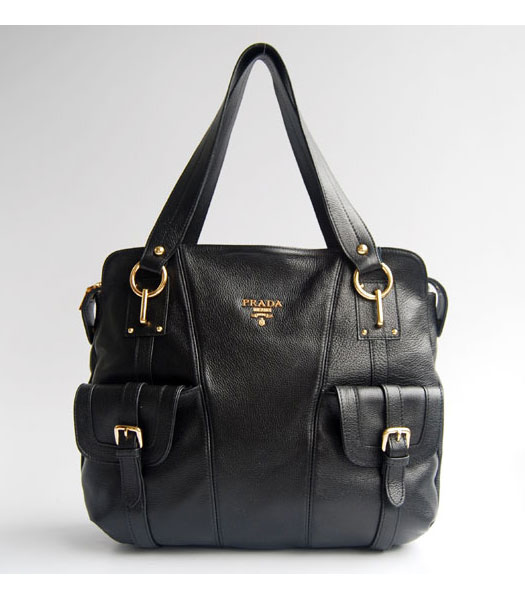 Prada Pockets Tote Handbag Black
