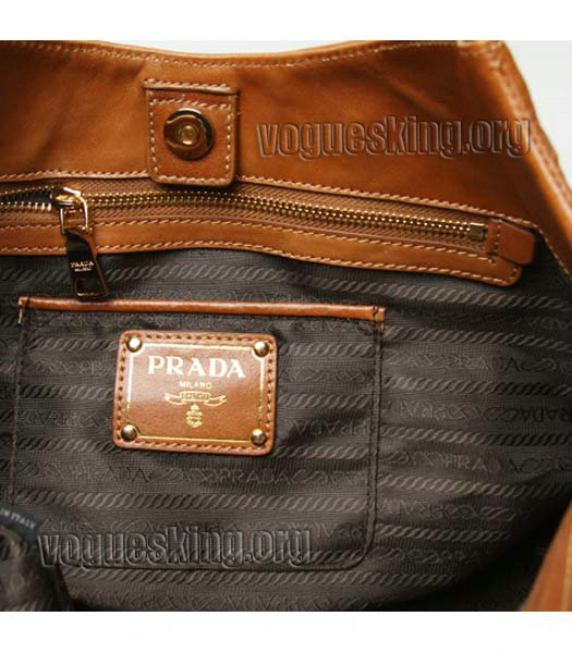 Prada Pomice Light Coffee Oil Wax Leather Chain Shoulder Bag-5