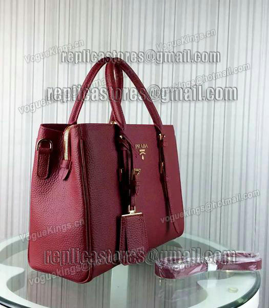 Prada Popular Calfskin Leather Tote Bag BR0133 Jujube Red-2